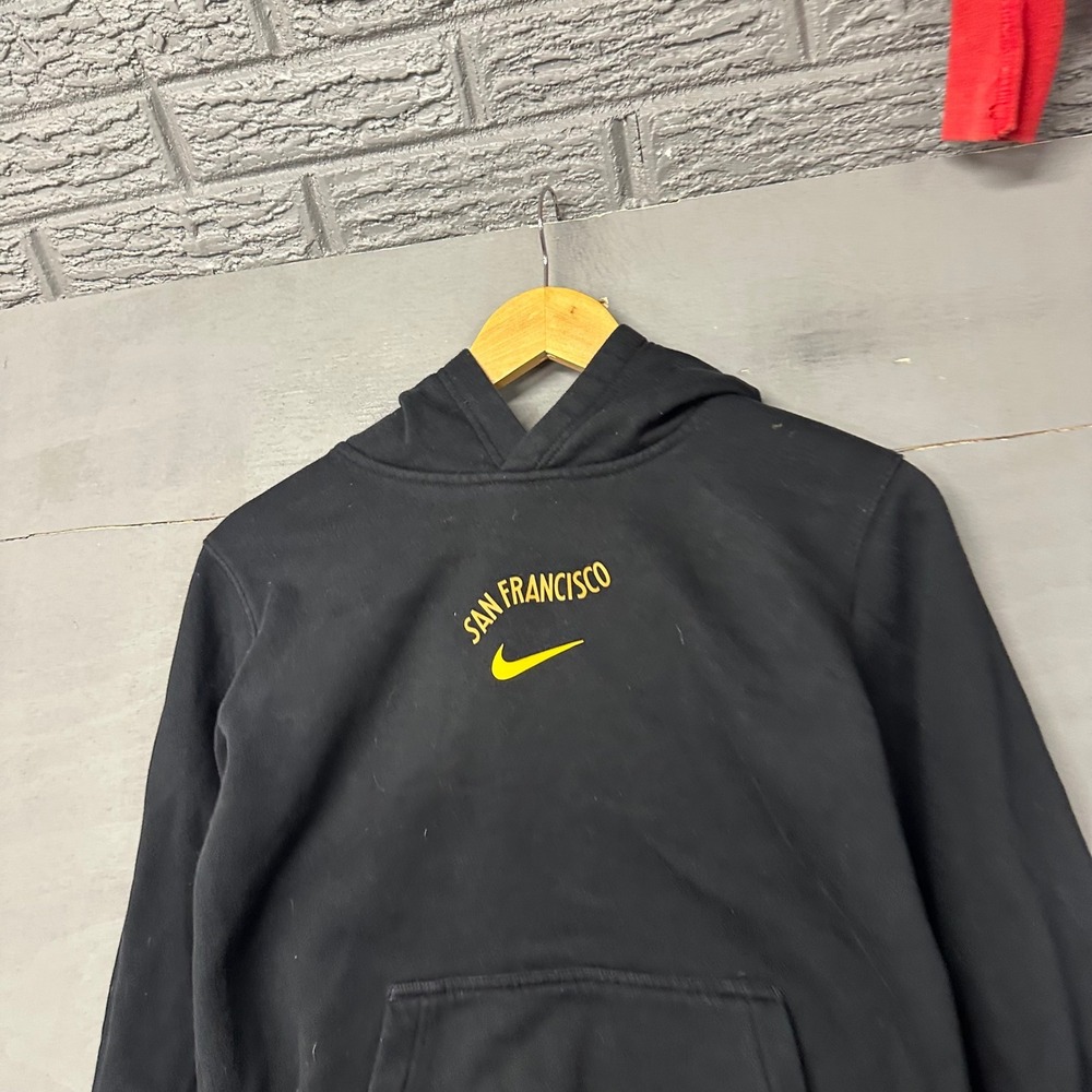 Nike NBA San Francisco Hoodie Youth Large 14/16 Black Yellow Pullover Sweatshirt
